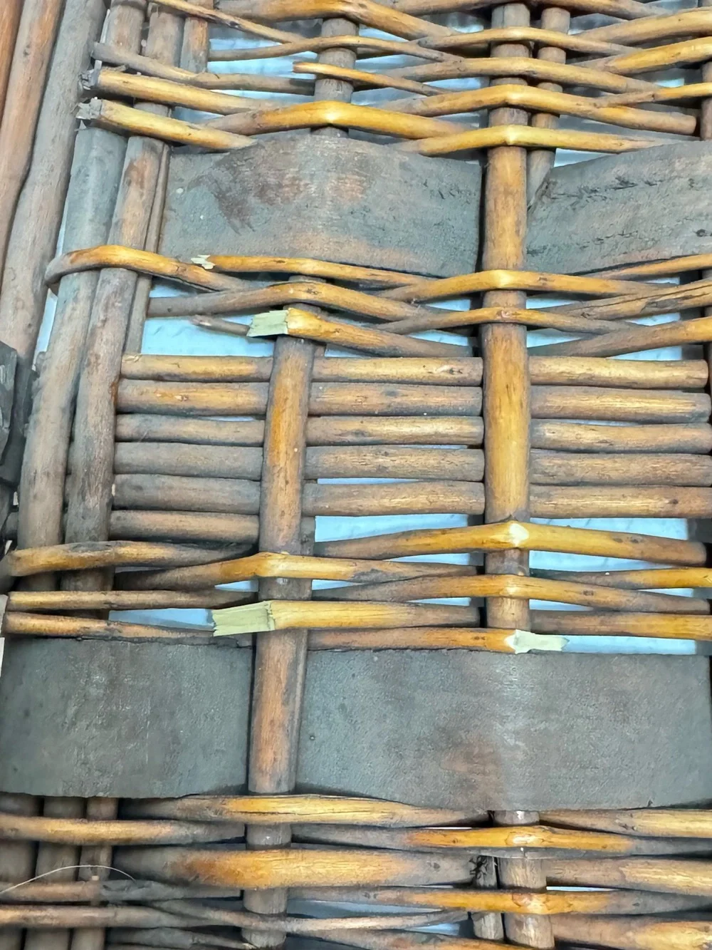 Vintage Woven Brown Rattan Storage Tray by
